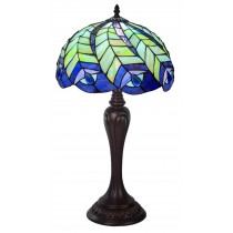 59cm Peacock Design Tiffany Table Lamp with Serene Base