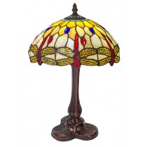Medium Dragonfly Tiffany Table Lamp 38cm - Yellow / Cream 