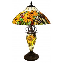 Double Lamp With Resin Base 56cm Medium - Sunflower/Butterfly Design