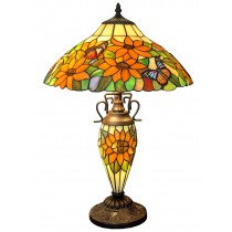 Double Lamp With Resin Base 60cm Large - Sunflower/Butterfly Design