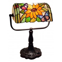 Bankers Lamp - Sunflower and Butterfly Design 33cm 