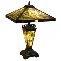 Pyramid Tiffany Style  Double Lamp With Resin Base Large - 54cm