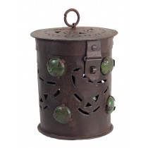 Sml Hanging Lantern - Bird / Glass Beads 15cm