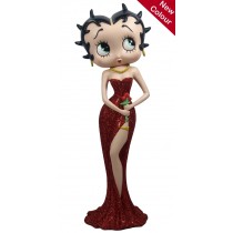 Betty Boop Holding Flowers Red Glitter Dress 38cm
