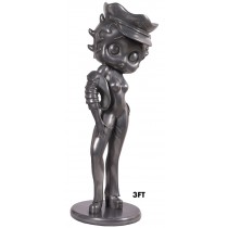 Betty Boop Biker Girl - 108cm - Polished Aluminium Finish