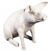 Large Sitting Pig - Roman Stone Finish - 115cm