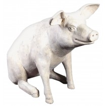 Large Sitting Pig 115cm Roman Stone Finish