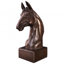 Horses Head on Base Small - 26cm - Polished Bronze Finish