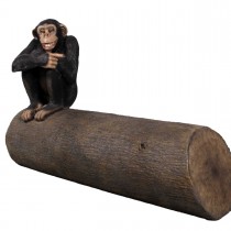 Chimp on Tree Trunk Bench - 164cm
