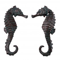Set Of 2 Seahorse Wall Decor Garnish Bronze - 61cm