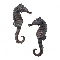 Set Of 2 Seahorse Wall Decor Garnish Bronze - 61cm