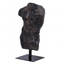 Andrea Male Torso - Aged Black Stone - 78cm