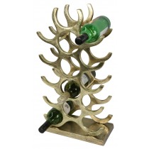 15 Bottle Wine Rack - Cast Aluminium - Anodized Antique Brass Industrial Finish 55.5cm