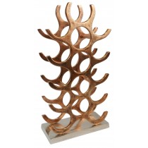Cast Aluminium Wine Rack Stand 55.5cm - Holds 15 - Anodized Antique Copper Industrial Finish