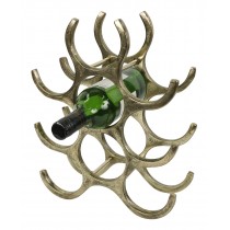 9 Bottle Wine Rack Cast Aluminium - Anodized Antique Brass Industrial Finish 35.5cm