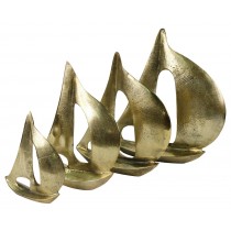 Cast Aluminium Set of 4 Yachts 40cm - Anodized Antique Brass Industrial Finish