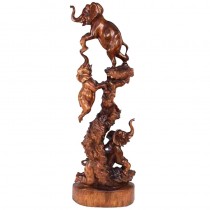 3 Wooden Elephants On Base 100cm
