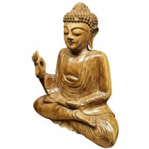 Wooden Meditating Buddha Statue 40cm - Polished Finish