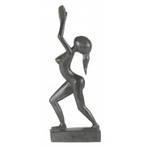 Wooden Lady Arms Up - Black Finish 35cm