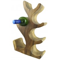 Hand Carved Wooden Tree 6 Wine Bottle Holder - Polished Finish 43cm