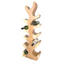 Hand Carved Wooden Tree 11 Wine Bottle Holder - Natural Finish 100cm