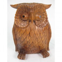Wooden Owl (30cm) Brown Finish