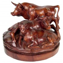 Hand Carved Wooden Bulls 40cm