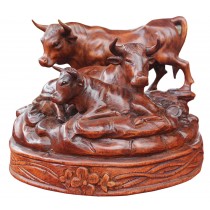 Hand Carved Wooden Bulls 40cm