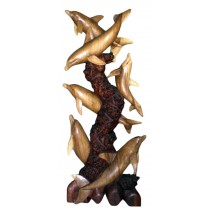 Wooden Dolphins On Coral