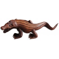 Hand Carved  Crocodile - Brown Polished - Suar Wood - 100cm