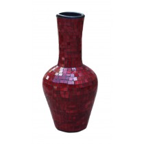 Mosaic Burgundy Terracotta & Glass Vase - 100cm Tall - 14cm Dia.