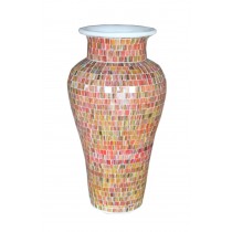 Mosaic Glass & Terracotta Vase - 100cm Tall - 31cm Dia.