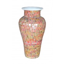 Mosaic Glass & Terracotta Vase - 100cm Tall - 31cm Dia.