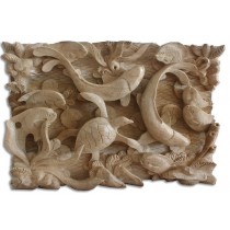 Hand Carved  Wooden Turtle Wall Hanging Natural Polished - 32cm