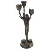 Bronze Finish - 3 Flower Candle Holder 34cm