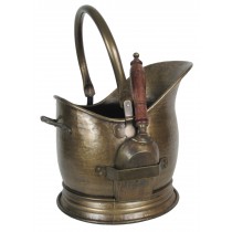 Coal Bucket With Shovel - Antique Brass Finish 45cm