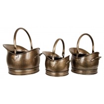 Set Of 3 Classic Scuttles - Antique Brass Finish 45cm