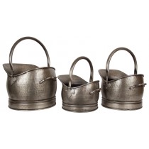 Set Of 3 Classic Scuttles Antique Pewter Finish - 47cm