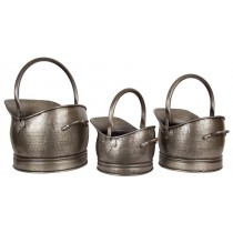 Set Of 3 Classic Scuttles - Antique Pewter Finish 47cm