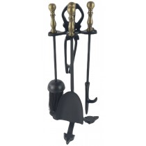 Companion Set - Black, Antique Brass 42cm
