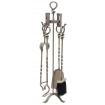 Twist Companion Set On Stand - Pewter Finish 69cm