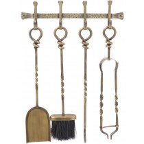 Hanging Companion Set Antique Brass 58cm