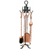 Twist Wrought Iron Companion Set- Black Stand and Copper Tools 69cm