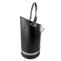 Black Coal Bucket, Hod With Nickel Finish Handles - 55cm