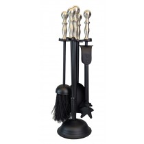 Fire Tool Set - Black With Pewter Tops 39cm