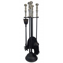 Fire Tool Set - Black With Nickel Tops 60cm