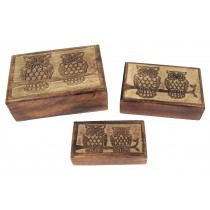 Set Of 3 Wise Owl Boxes 25.5cm