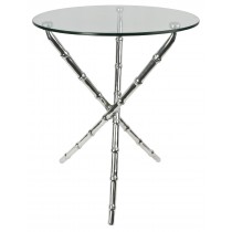 Aluminium Bamboo Table Glass Top 64.2cm