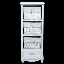 White Cabinet with 1 Drawer & 3 Baskets 100cm