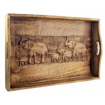 Wooden Elephant Design Tray 45.5cm